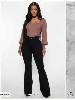 Fashion Nova Deep In My Soul High-Rise Flare Jeans - Black